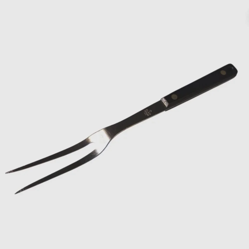Vtg Flint Arrowhead Meat Carving Fork 11 ¾” Stainless 2 Prong USA Black Handle